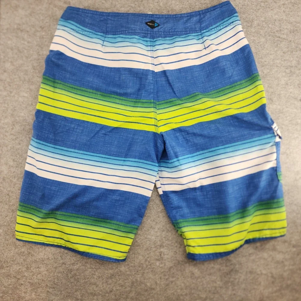 O'Neill Size 32‎ | Blue Green Striped Board Shorts Swim Trunks Surf Beachwear